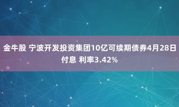 金牛股 宁波开发投资集团10亿可续期债券4月28日付息 利率3.42%